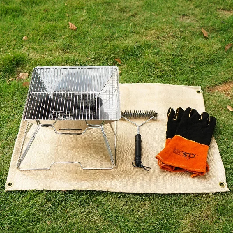 Outdoor Camping Fireproof Mat – Flame Retardant Picnic, Barbecue & Insulation Blanket, High-Temperature Fiberglass Mat