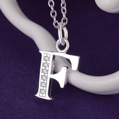 26 Letters 925 Sterling Silver Zircon Necklace Pendant – Personalized Alphabet Jewelry for Women | Elegant Wedding & Gift Accessory