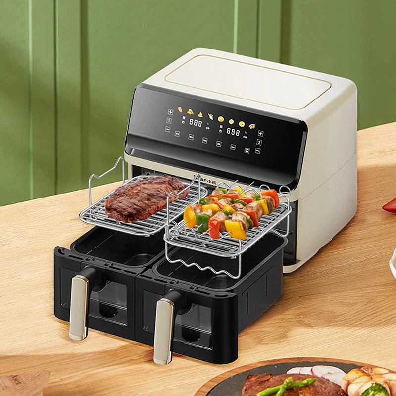 Rectangle Air Fryer Rack Set – Compatible with Ninja DZ201/DZ401, Double Basket Grill & Baking Racks