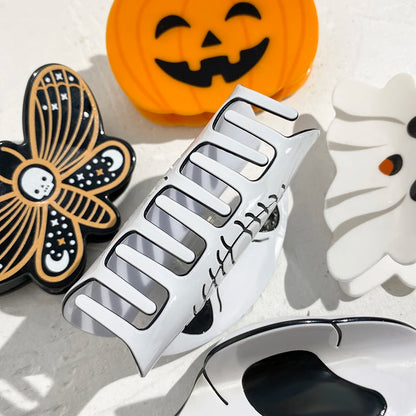 AENSOA Halloween Hairpin | Pumpkin, Skull, Butterfly & Ghost Acrylic Shark Clip for Women