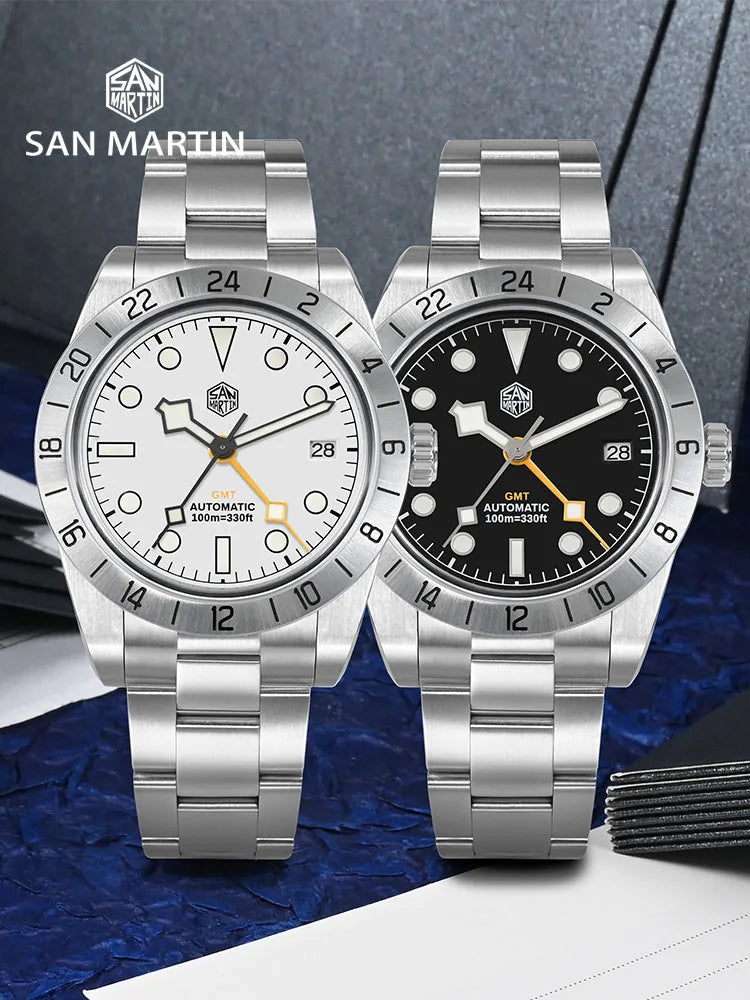 San Martin 39mm NH34 BB GMT Automatic Mechanical Sport Watch — Sapphire Luminous Waterproof 100m for Men Relogio SN0054
