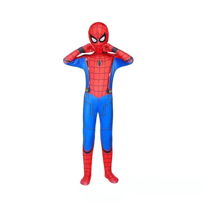 Halloween Hero Bodysuit - Stretchy Full-Body Jumpsuit with Head Cover for Cosplay Parties