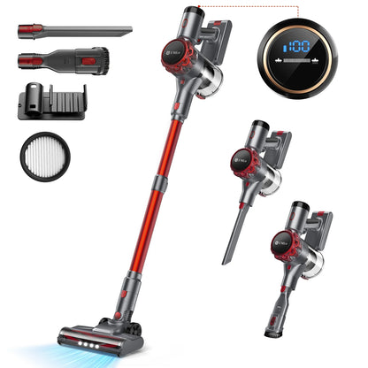 YISORA Cordless Vacuum Cleaner – 28Kpa Suction, 55 Min Runtime, Wireless with Touchscreen for Pet Hair & Carpet Cleaning