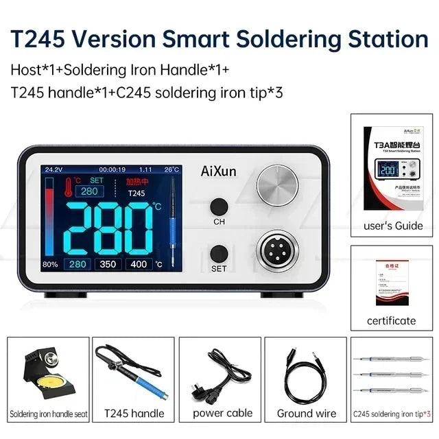 AIXUN T3A/T3B Intelligent Soldering Station – Rework Station for PCB & BGA Soldering with T115/T210/T245/T12 Tools