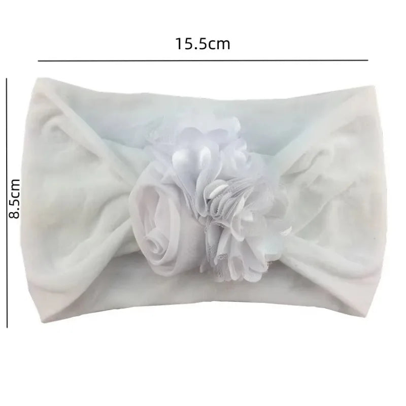 Baby Girls Soft Stretch Flower Headband Wide Nylon Knot Headwrap Kids Hair Band Newborn Photo Prop Accessories