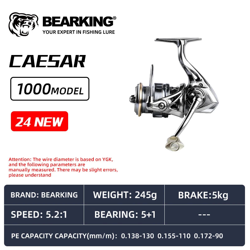 BEARKING CAESAR Fishing Reel - 5+1BB Stainless Steel Bearing System with 5.2:1 Gear Ratio & 15Kg Max Drag Power