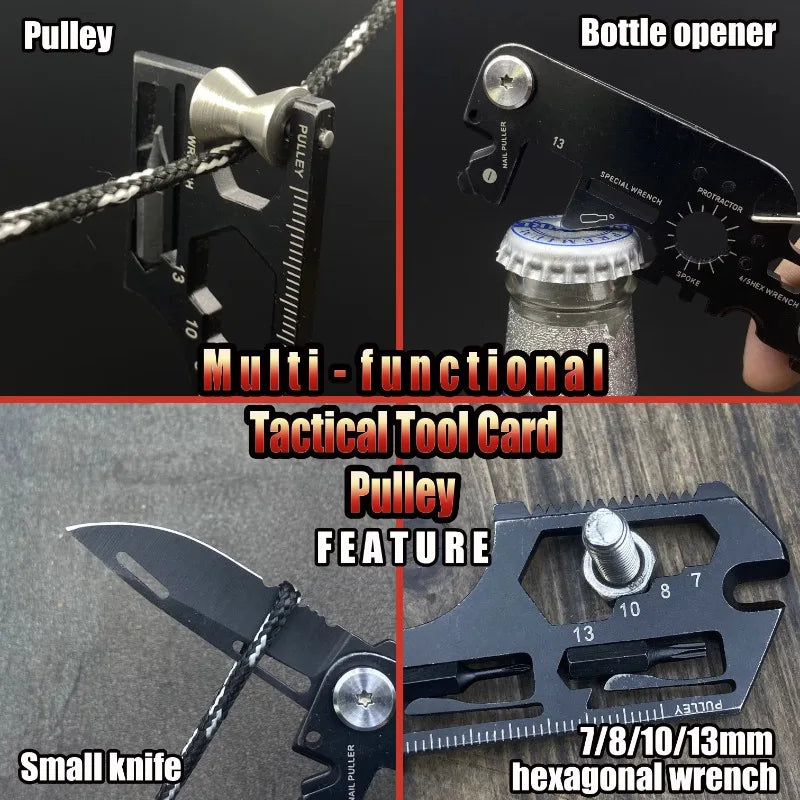 Multifunctional Outdoor Tool Card – Folding Molle Scissors, Mini Army Knife & Bicycle Repair EDC Camping Gear