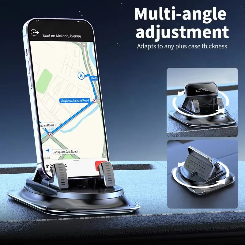 Anti-Slip Dashboard Phone Holder - 360° Rotating Universal Car Mount for GPS Navigation and Smartphones