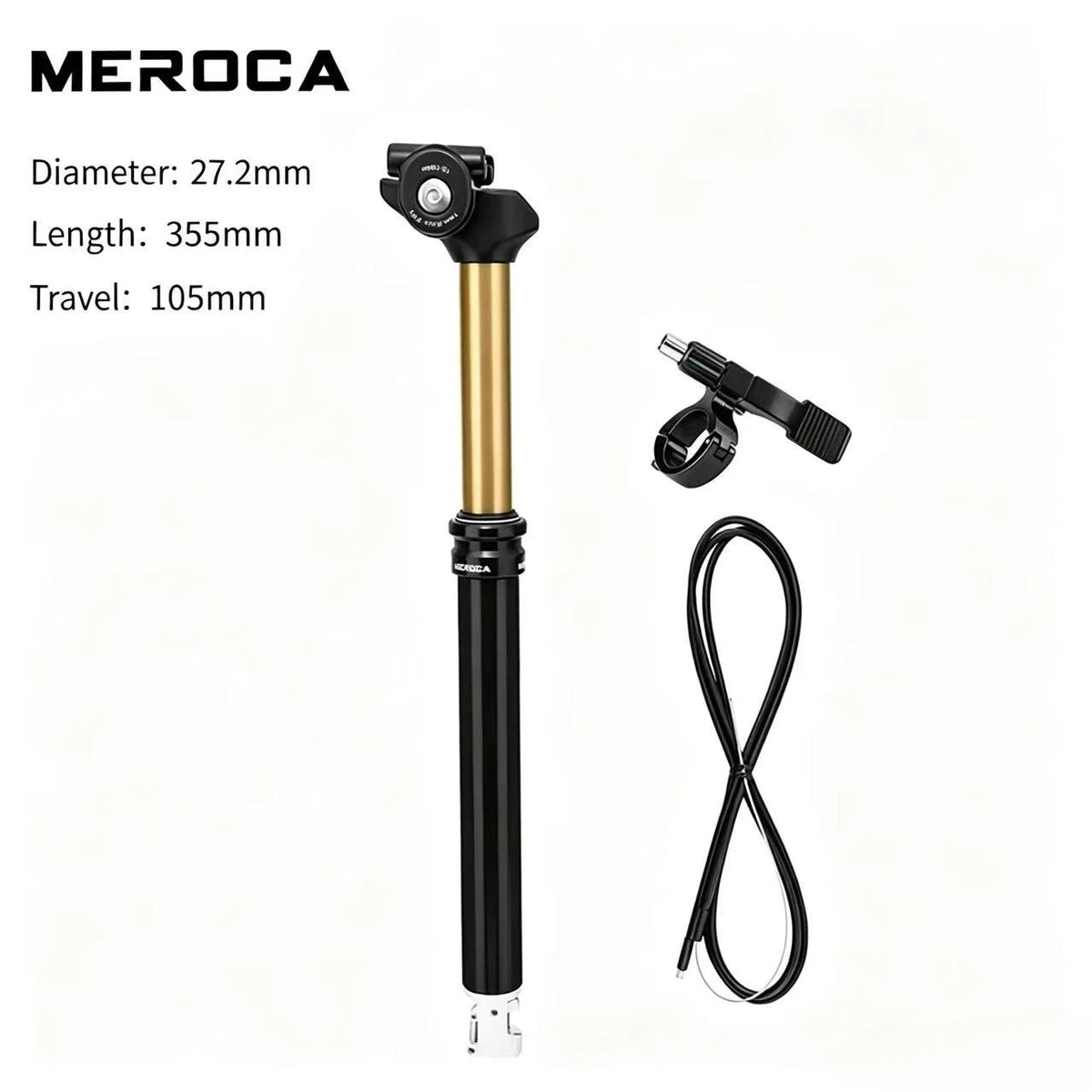 MEROCA Remote Dropper Seatpost - Internal Cable Routing Telescopic Seatpost for MTB, 27.2mm, 30.9mm & 31.6mm Options