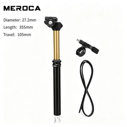 MEROCA Remote Dropper Seatpost - Internal Cable Routing Telescopic Seatpost for MTB, 27.2mm, 30.9mm & 31.6mm Options