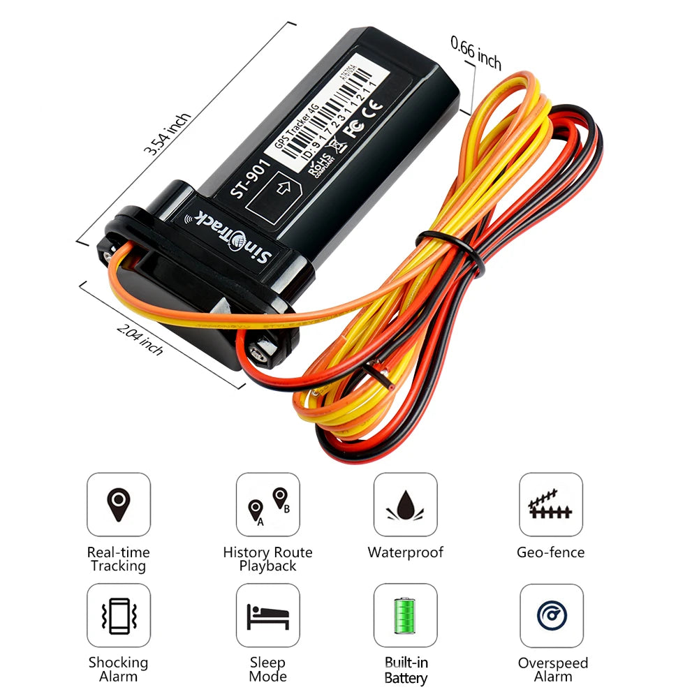 ST-901L 4G Mini GPS Tracker – Waterproof Built-In Battery Vehicle & Motorcycle Locator with Online Tracking Software