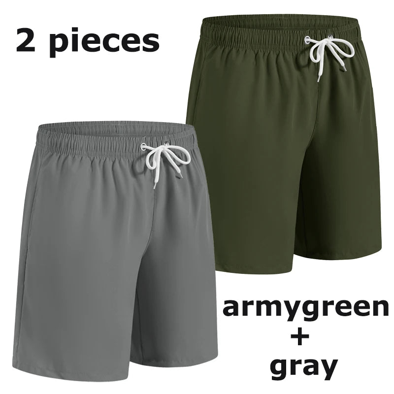 Men’s Quick Dry Swim Trunks – Summer Beach Board Shorts with Side Pockets Mesh Lined Swimwear Bathing Suit