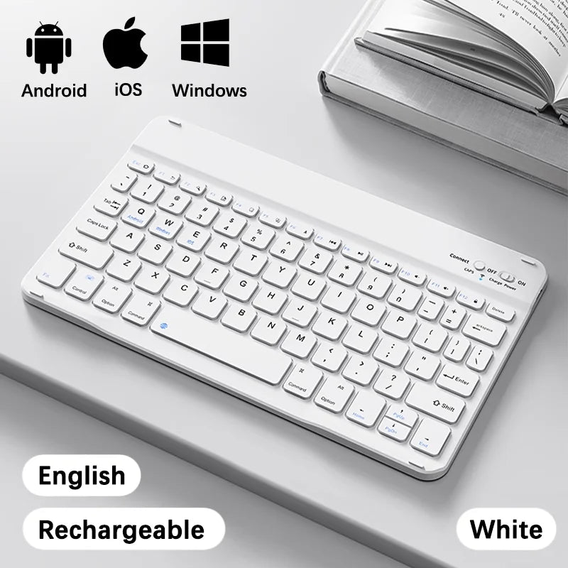Wireless Bluetooth Keyboard - Ultra-Thin 78-Key Rechargeable Portable Keyboard for iPad, Android & iOS Tablets