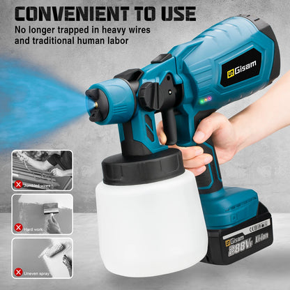 1000ML Cordless Electric Spray Gun – High Power HVLP Paint Sprayer for Auto, Furniture, Steel Coating, Compatible with Makita 18V Battery