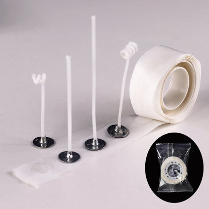 Smokeless Candle Wicks – Pre-Waxed Cotton Core with Metal Sustainer Tabs, 2.6-20cm for DIY Handmade Candle Making