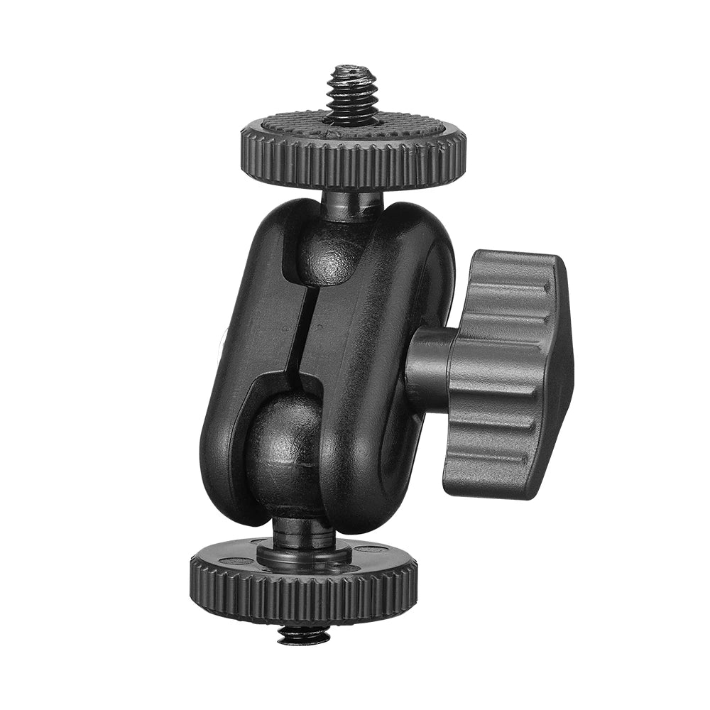 Double Ball Heads Magic Arm with 15mm Ball, 360° Rotation, 1/4'' Screw Extend Mount for GoPro, DSLR, Camera, Monitor, Video Light, Mic, Tripod