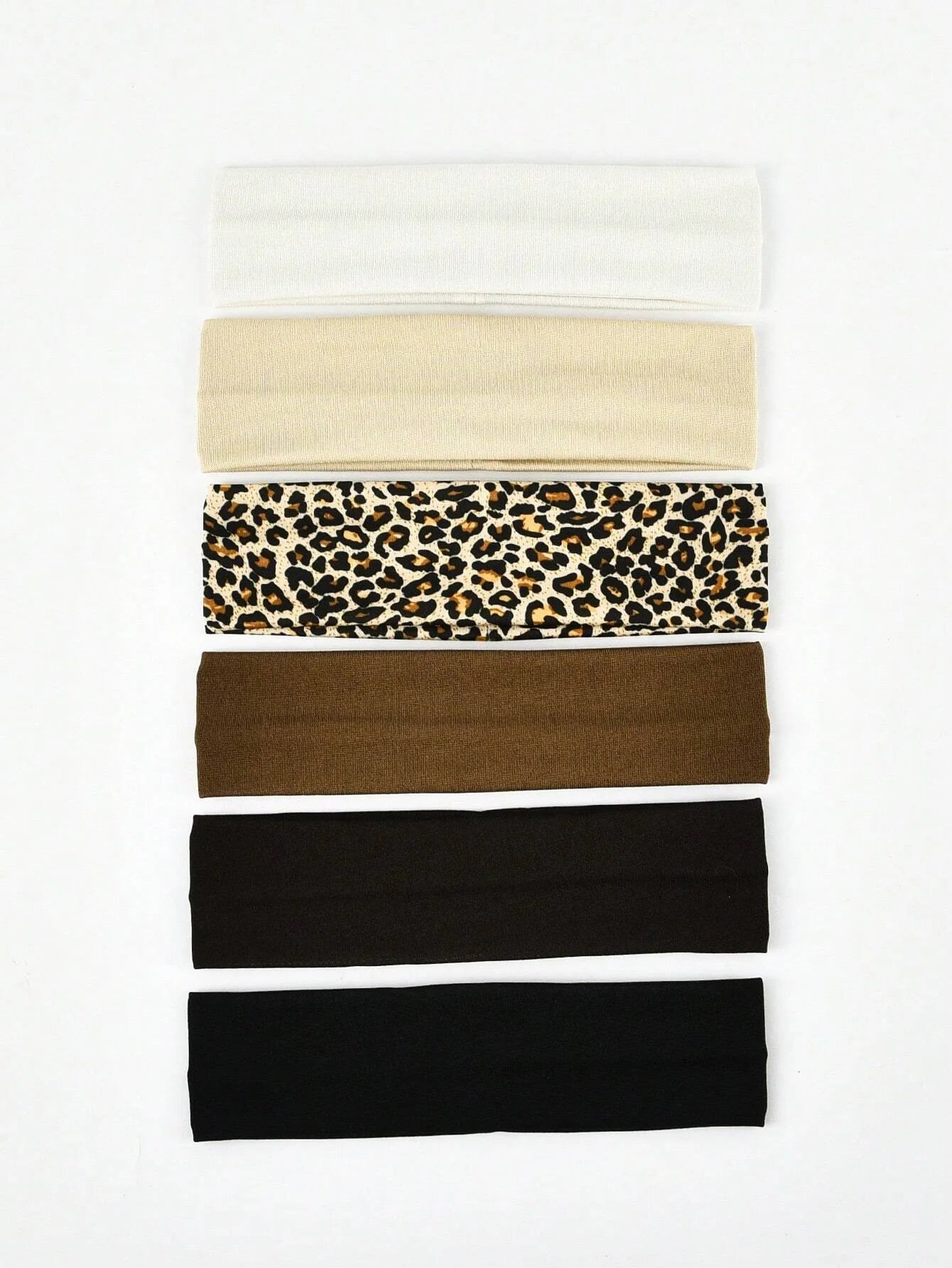 6pcs Unisex Solid Color & Leopard Print Sweat-Absorbing Headbands - Cycling, Running, Sports, Yoga & Leisure