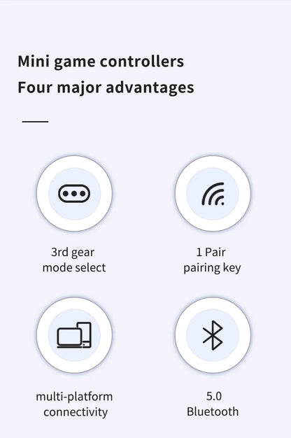 Mini Bluetooth Gamepad Controller – Wireless Gaming Joystick for iPhone, Android, PS4/PS3, Switch, Xbox, PC & TV Mobile Game Pad