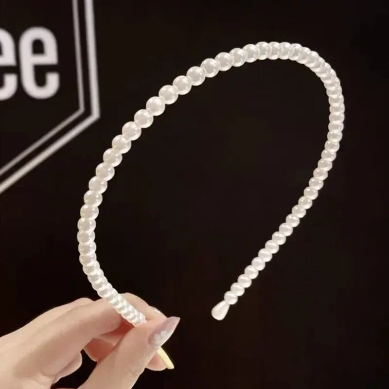 Fashion White Faux Pearl Hair Hoop – Elegant Full Pearl Bridal Headband, Wedding Hair Accessories for Women & Girls
