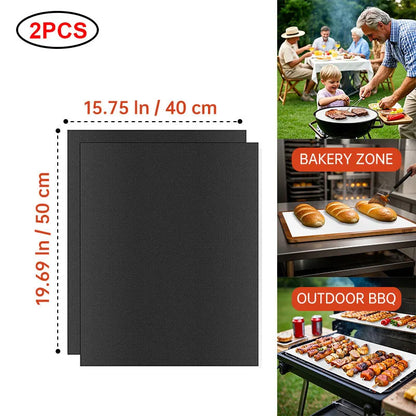 Reusable BBQ Grill & Oven Mat - Non-Stick Heat Resistant Baking Liner for Grilling, Cooking & Oven Protection