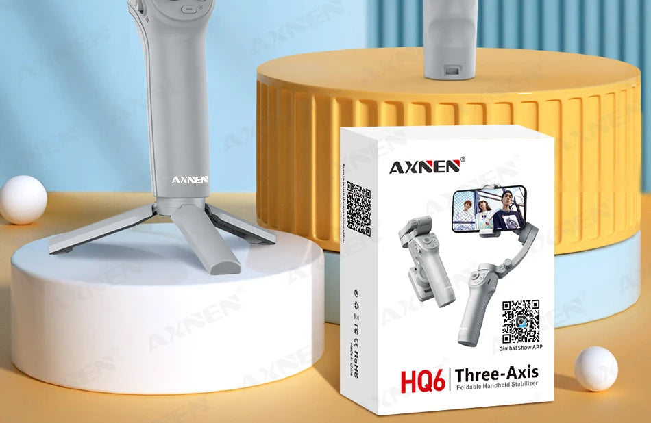 3 Axis Handheld Gimbal Stabilizer with Fill Light – Smartphone Stabilizer for iPhone & Android, Face Tracking, TikTok, Vlog – HQ6