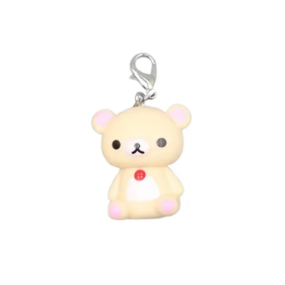 Rilakkuma Bear Keyrings - 2-Piece Kawaii Plush Doll Bag, Phone & Clothing Charms for Best Friends