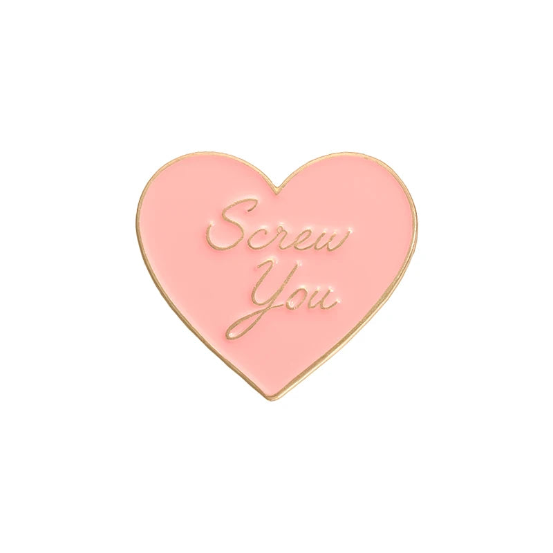 Pink Heart Brain Ghost Enamel Brooch – Gothic Retro Radio & TV Badge, Funny Punk Lapel Pin Jewelry Gift