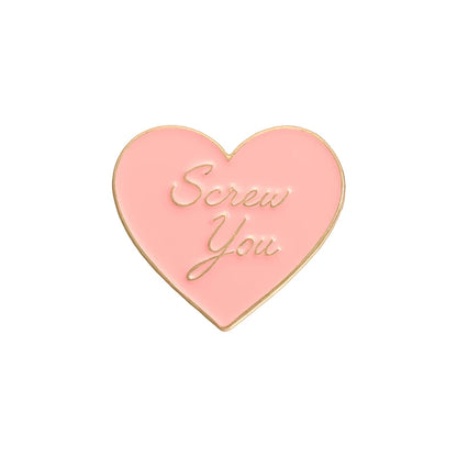 Pink Heart Brain Ghost Enamel Brooch – Gothic Retro Radio & TV Badge, Funny Punk Lapel Pin Jewelry Gift