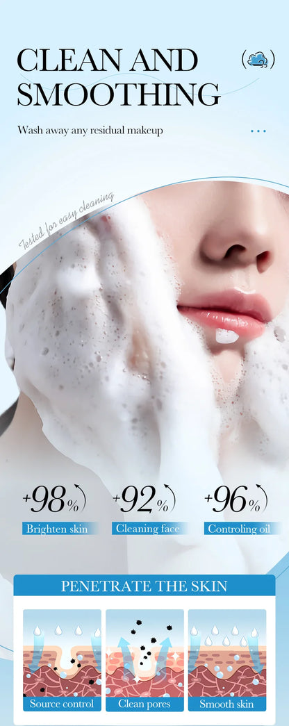 SAODER Q10 & Vitamin C Facial Cleanser — Moisturizing Brightening Face Wash Foam for Gentle Skin Cleansing