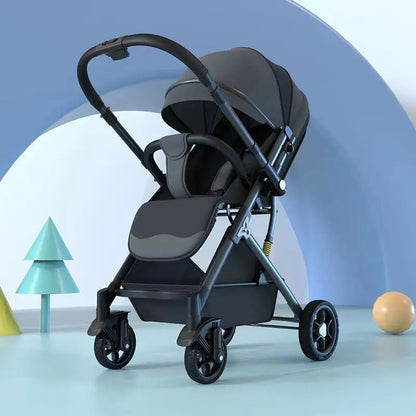 Lightweight Two-Way Baby Stroller — High Landscape, Spine Protection, 4-Wheel Newborn Push Trolley