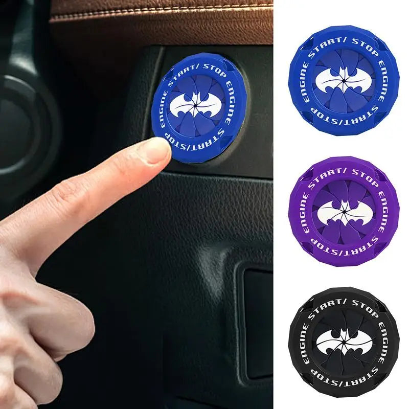 Bat Design Push Start Button Cover – Universal Car Engine Start/Stop Protective Ignition Button Cap Accessory