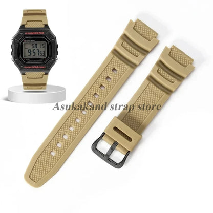 18mm Silicone Watch Strap for Casio W218H AE-1200 AE-1100 SGW-300/400 MRW-200 - Sport Resin Rubber Replacement Wristband