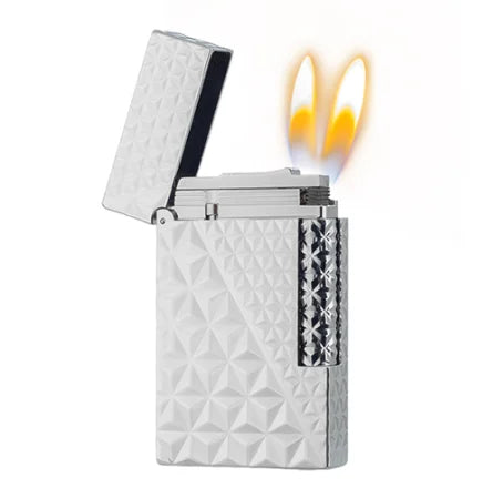 JT.Dunant Luxury Brass Gas Lighter - Refillable Butane Cigarette & Cigar Accessory with Vertical Pattern Design