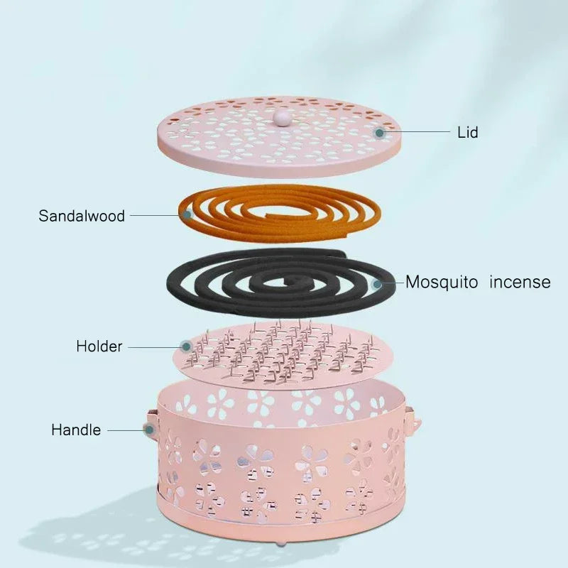 Portable Mosquito Coil Tray Holder – Sandalwood Incense Burner Box for Home Insect Repellent & Anti-Fire Safety