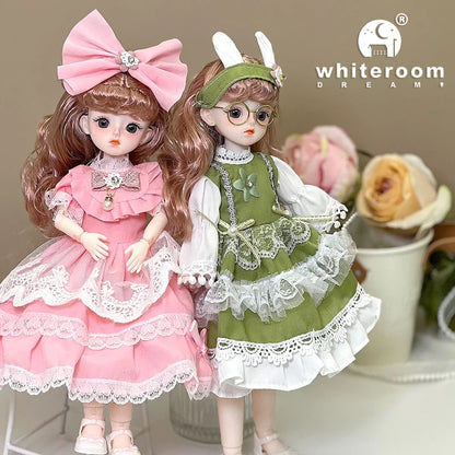 30cm 1/6 BJD Ball Jointed Doll – Starry Gray Eyes with Lolita Fashion Dress, DIY Toy Gift for Girls