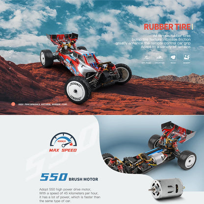 Wltoys 104001 RTR 1/10 4WD RC Car – 2.4G High-Speed Remote Control Drift & Off-Road Climbing Metal Vehicle, 45km/h