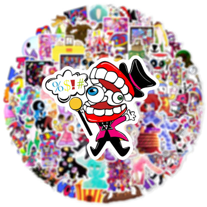 60-Piece Magical Circus Graffiti Sticker Set - Colorful Birthday Party, Luggage, Skateboard, and Phone Decoration Decals