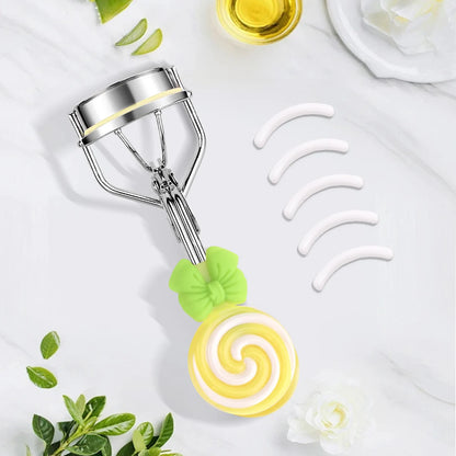 Lollipop Handle Eyelash Curler - Replaceable Adhesive Tape Lash Tool for Beginners and Easy Eye Makeup Application