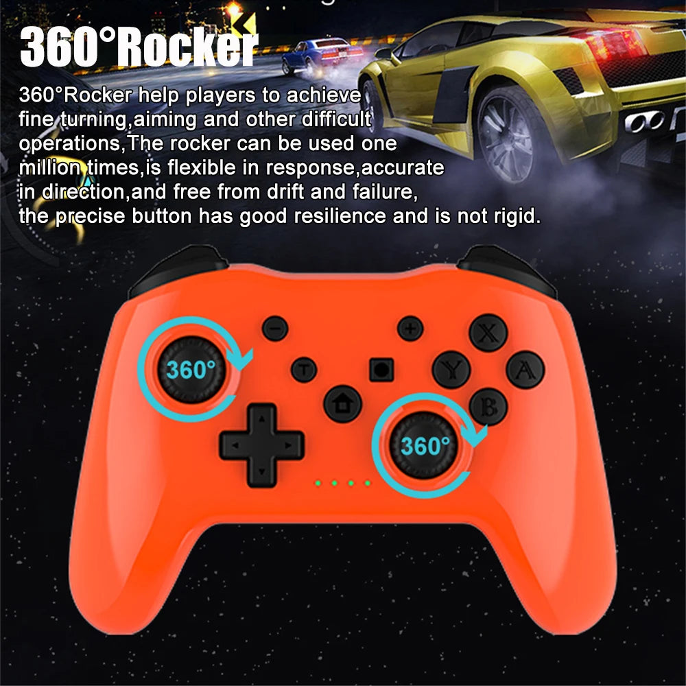 GAMINJA 360° Rocker Wireless Bluetooth Game Controller – Low Latency HD Vibration Gamepad for PC & Nintendo Switch Joystick