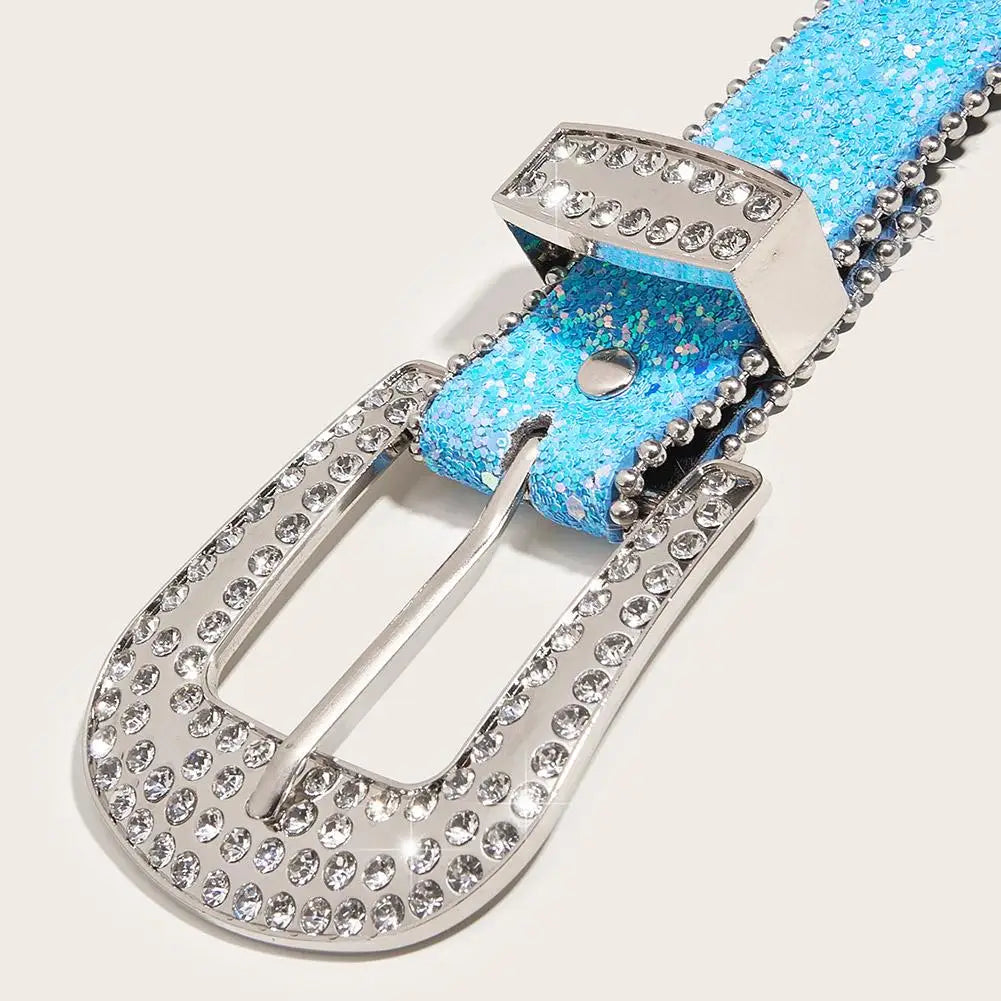 Skull Rivet Rhinestone PU Leather Belt – Trendy Solid Color Cowgirl & Cowboy Belt for Women & Girls