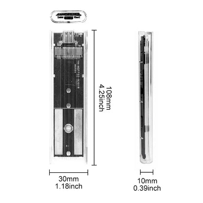M.2 NGFF SATA SSD Case – USB Type-C Transparent External Enclosure, Tool-Free 5Gbps Adapter for 2230, 2242, 2260, 2280 SSDs