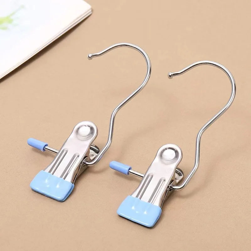 Stainless Steel Clothespins with Hook – Portable Laundry Organizer for Efficient Clothes Management & Hanging