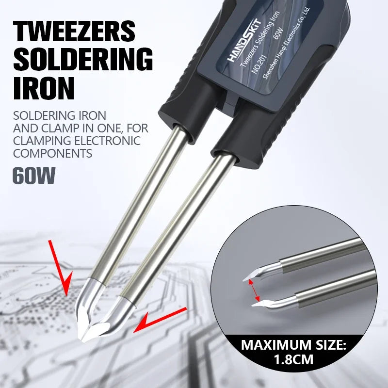T12 Soldering Station – STM 32 Chip, OLED Display, Adjustable Temp, Auto Sleep, 5pin Soldering Iron & Tweezers Handle