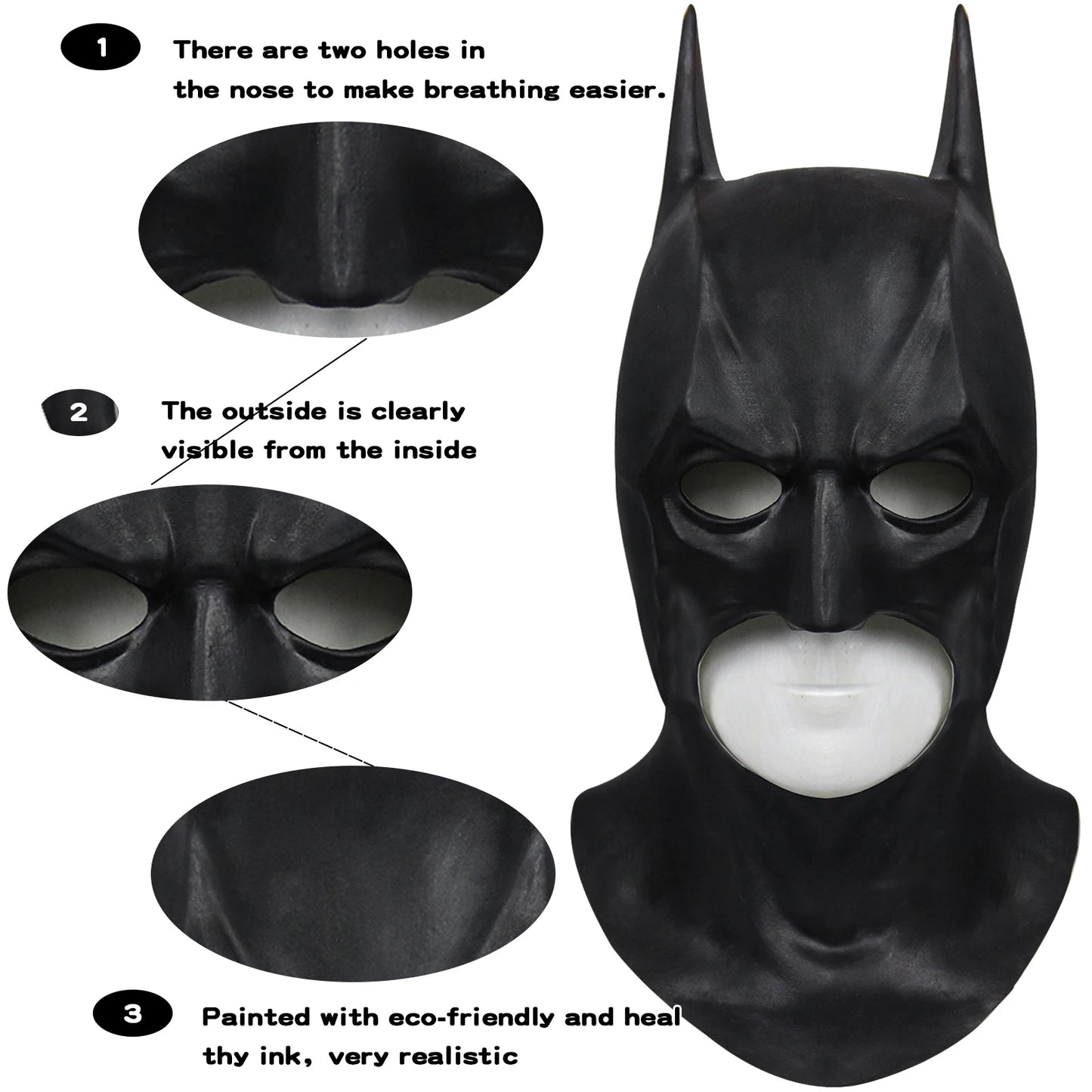 Cafele 2022 Batman Cosplay Costume for Men – Bruce Wayne Halloween Outfit with Black Latex Masquerade Mask