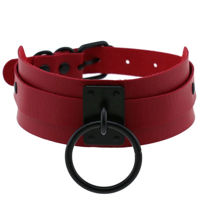 Punk Black O-Ring Leather Choker Necklace for Women – Gothic Emo Harajuku Rock Jewelry