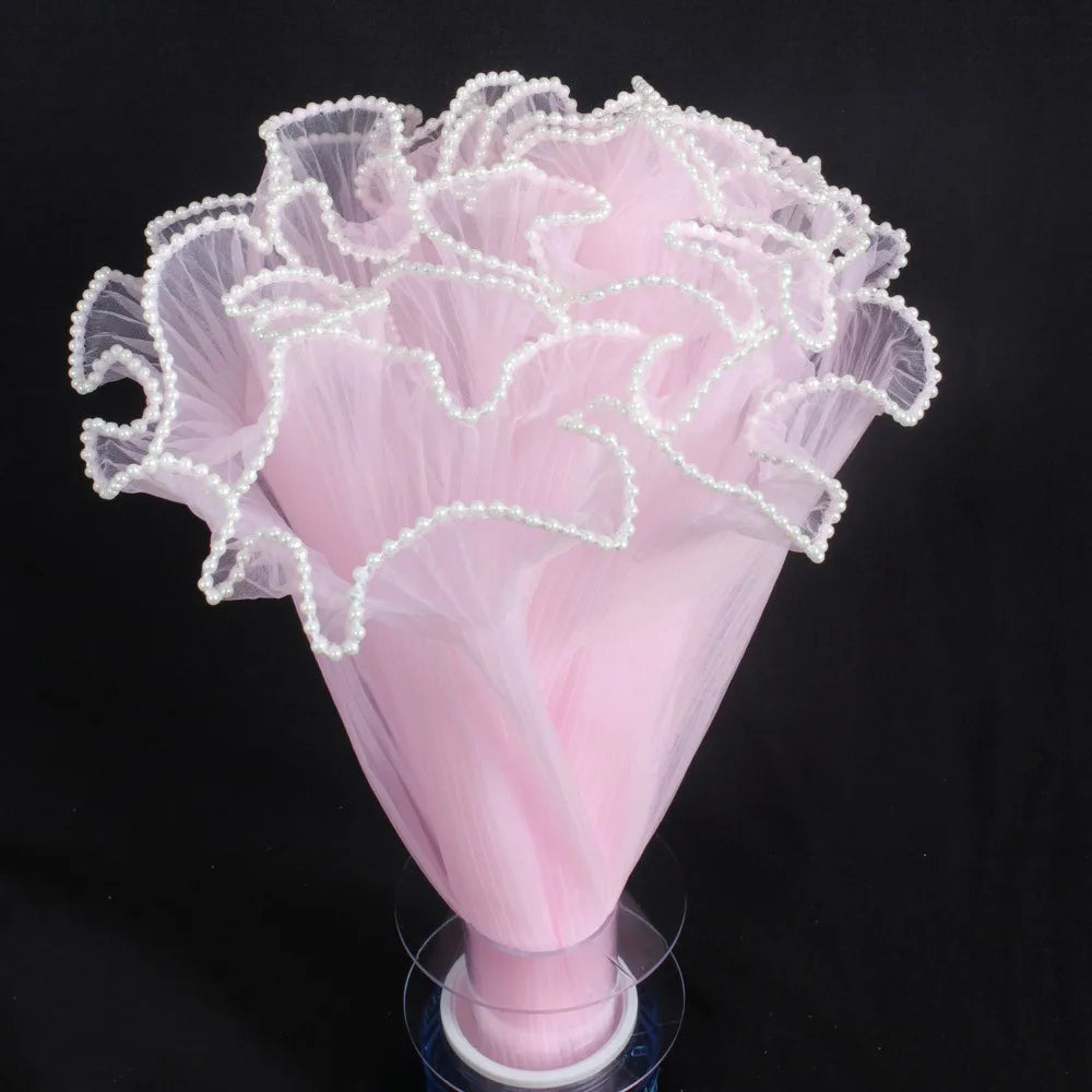 28cm x 4Yards Pearl Lace Flower Wrapping Mesh – Handmade Bouquet & Gift Wrapping Cloth