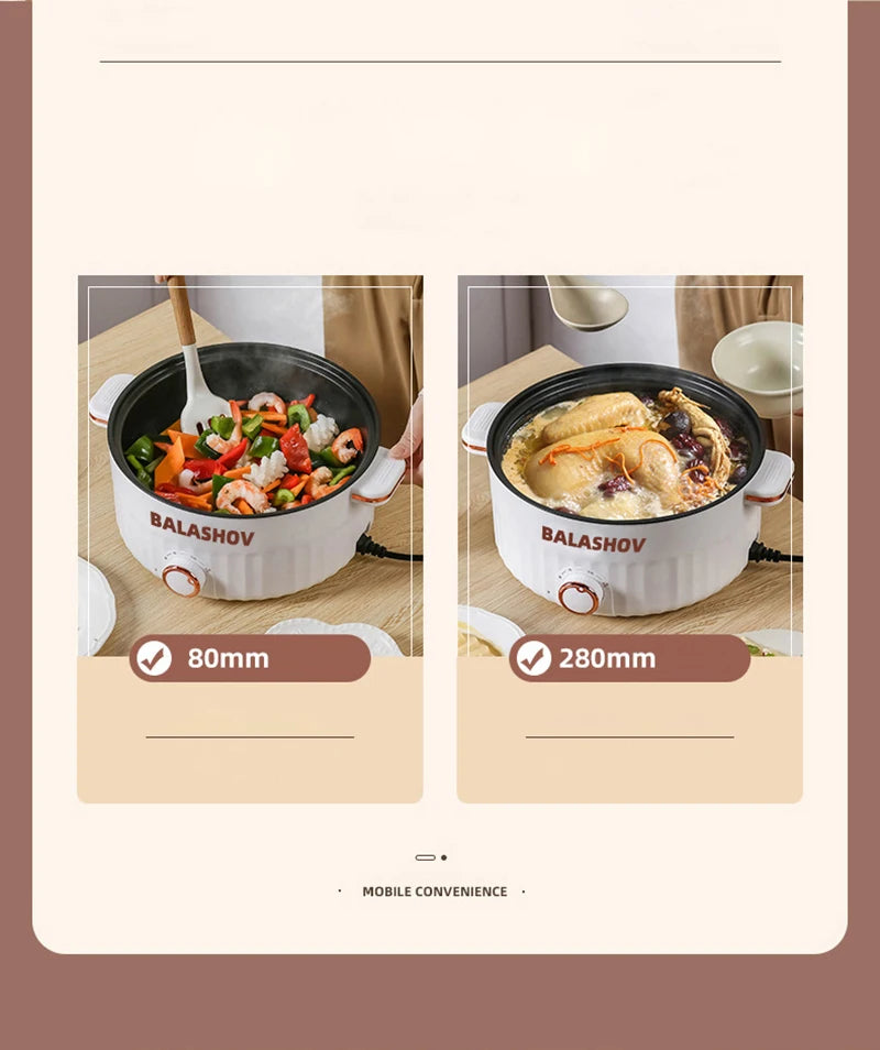 Electric Multi-Cooker Hot Pot – Double Layer Soup & Frying Cooker for Dormitory/Home with EU/US Plug