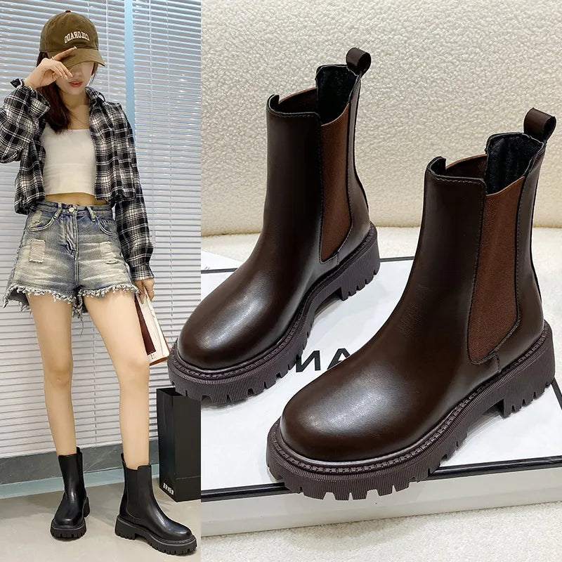 2024 Chelsea Boots – New Thick-Soled Women's Short Boots, Fashionable Autumn & Winter Shoes