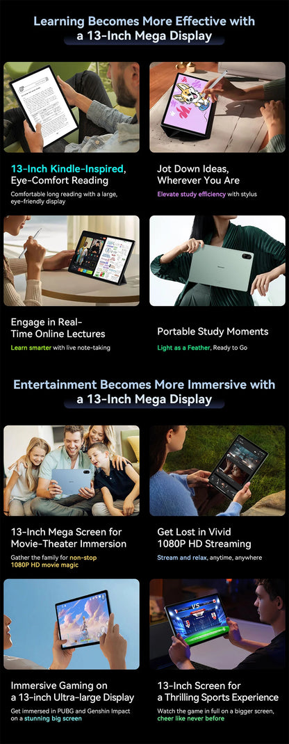 Blackview MEGA 8 Tablet – 13" FHD+ 90Hz Display, 11000mAh, Android 15, 50MP Camera, 4 Speakers, 4G Pad PC