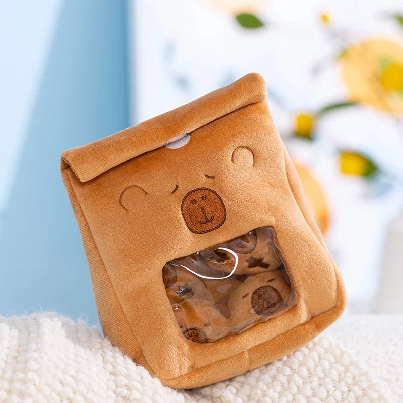 Cartoon Capybara Plush Snack Bag – Adorable Stuffed Capibara Doll Toy Creative Pudding Bag Kawaii Gift for Kids
